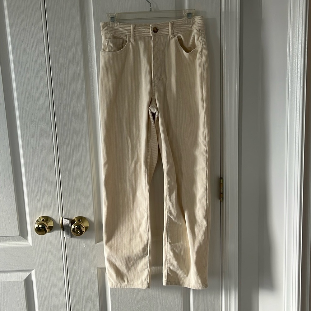 Off White Straight Leg Corduroy Pants
